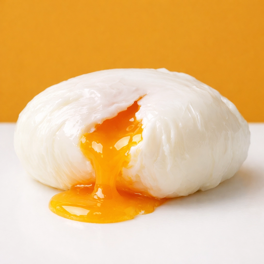 A poached egg with a runny yolk, highlighting the whole-food nutrients that support muscle growth after exercise.