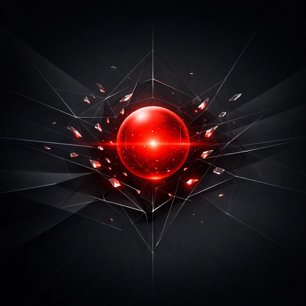 A glowing red neural network representing Google Gemini 3 processing data for AI search overviews.