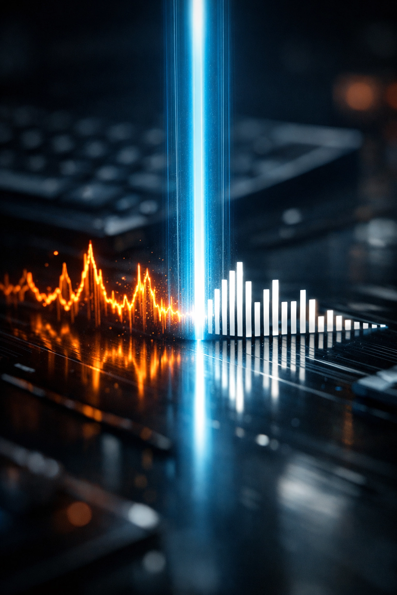 AI processing raw keynote audio into organized content pillars for professional speakers.