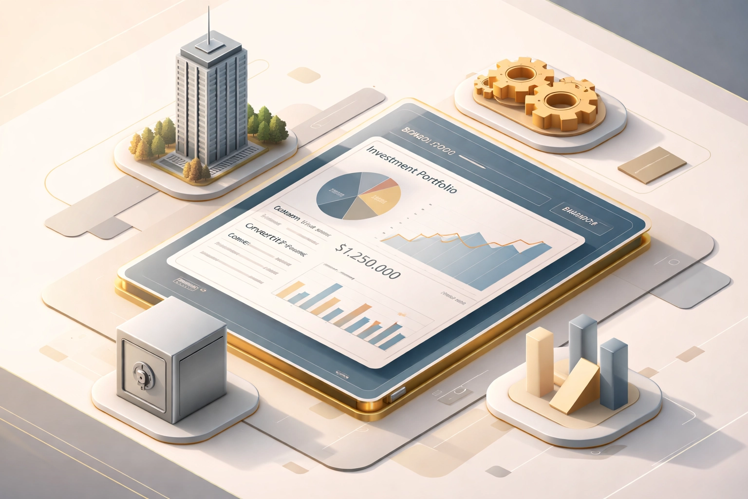Investment dashboard showing alternative asset categories including real estate, infrastructure, and private credit