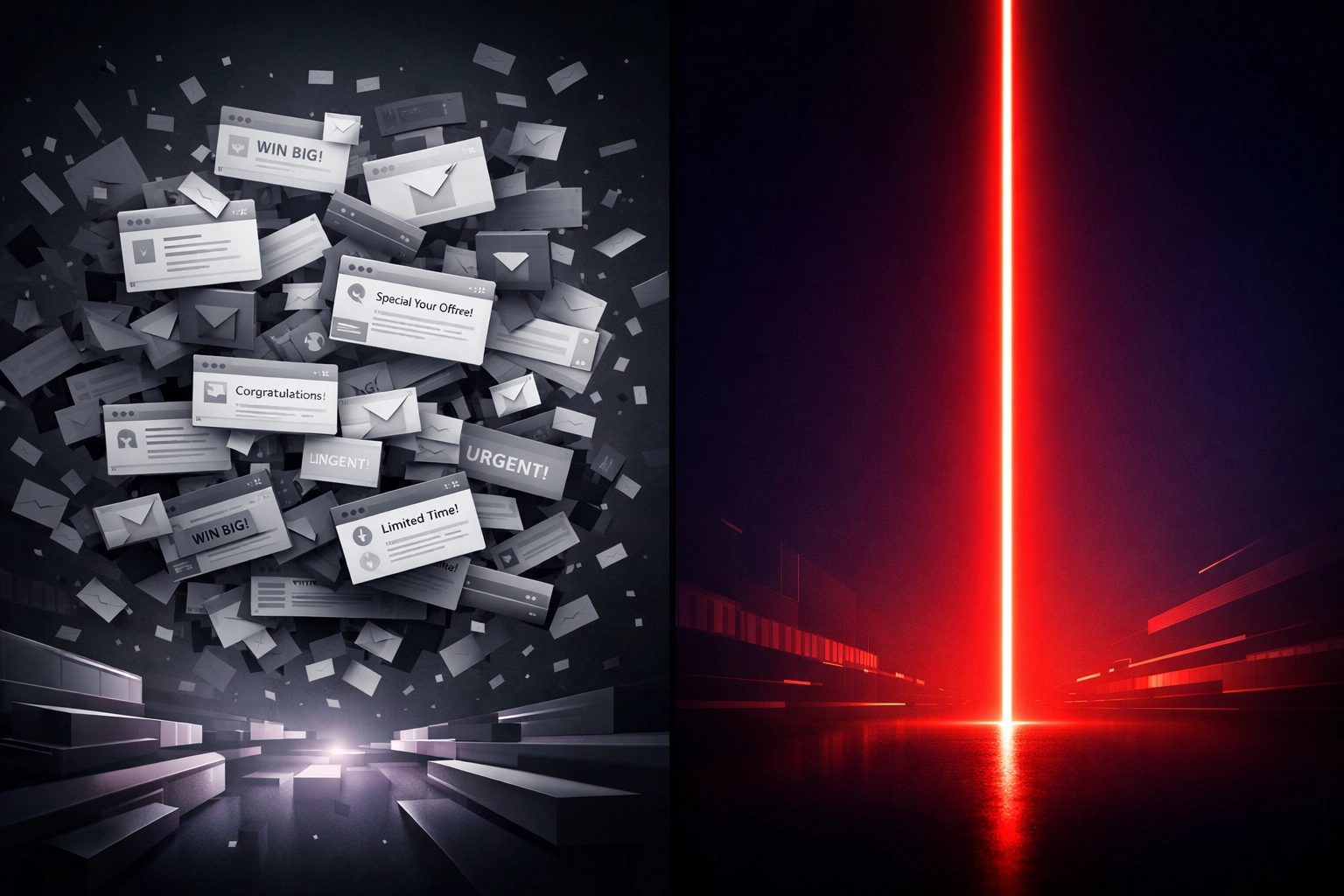 Intent-based AI marketing vs generic email spam showing targeted personalization strategy