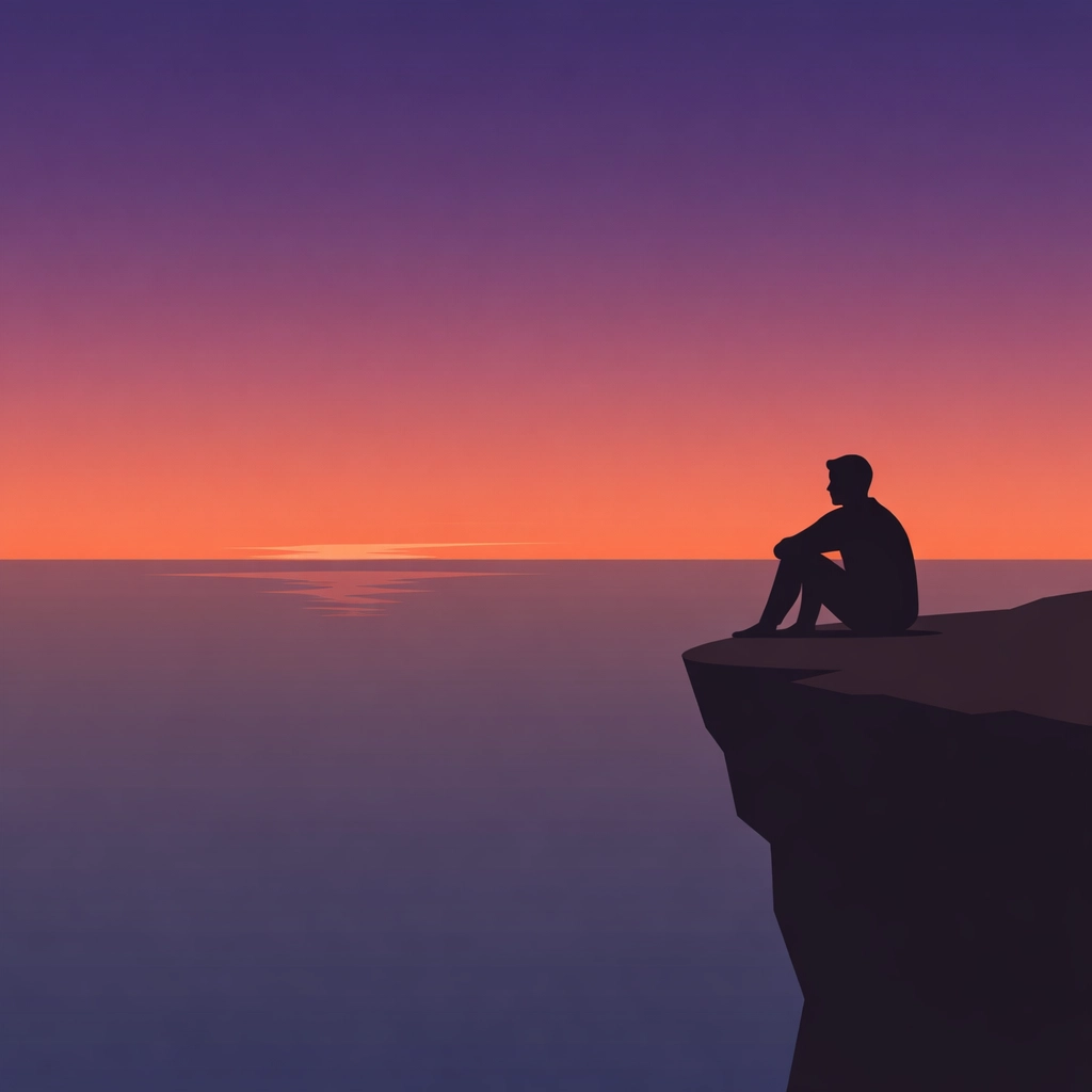 Person in solitude reflecting on faith during life crisis and spiritual struggle