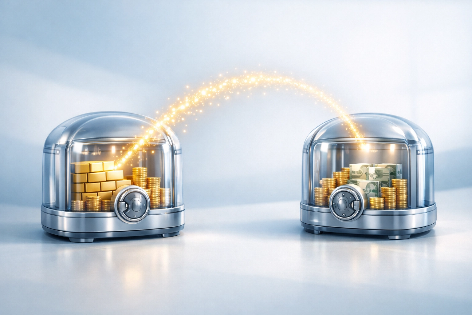 Seamless transfer of retirement wealth between digital vaults for a 401k to IRA rollover.