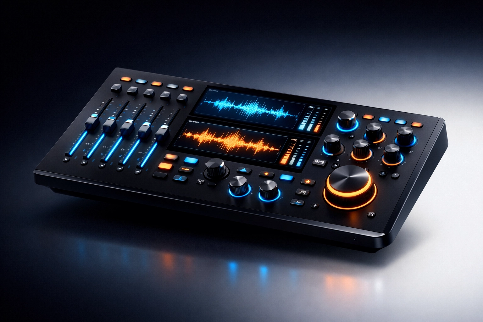 Modern digital mixing interface with automated controls for music production