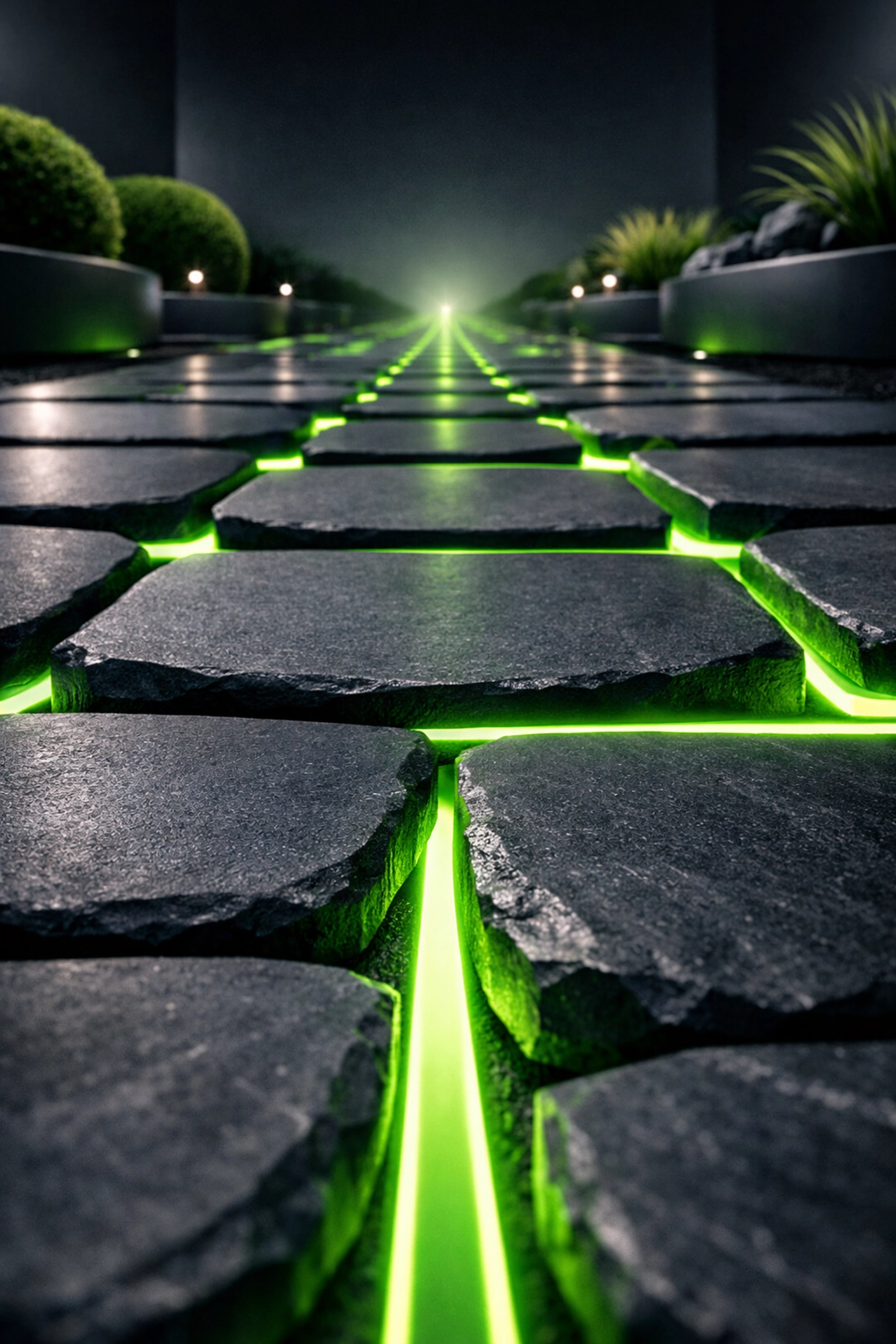 A glowing garden walkway symbolizing the step-by-step path to San Diego search dominance.