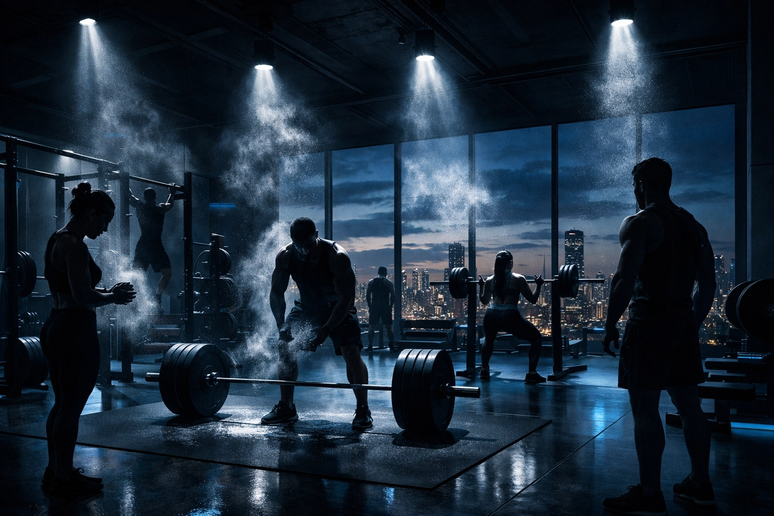 Modern gym with athletes training, illustrating the community-led Gymshark growth story and global success.