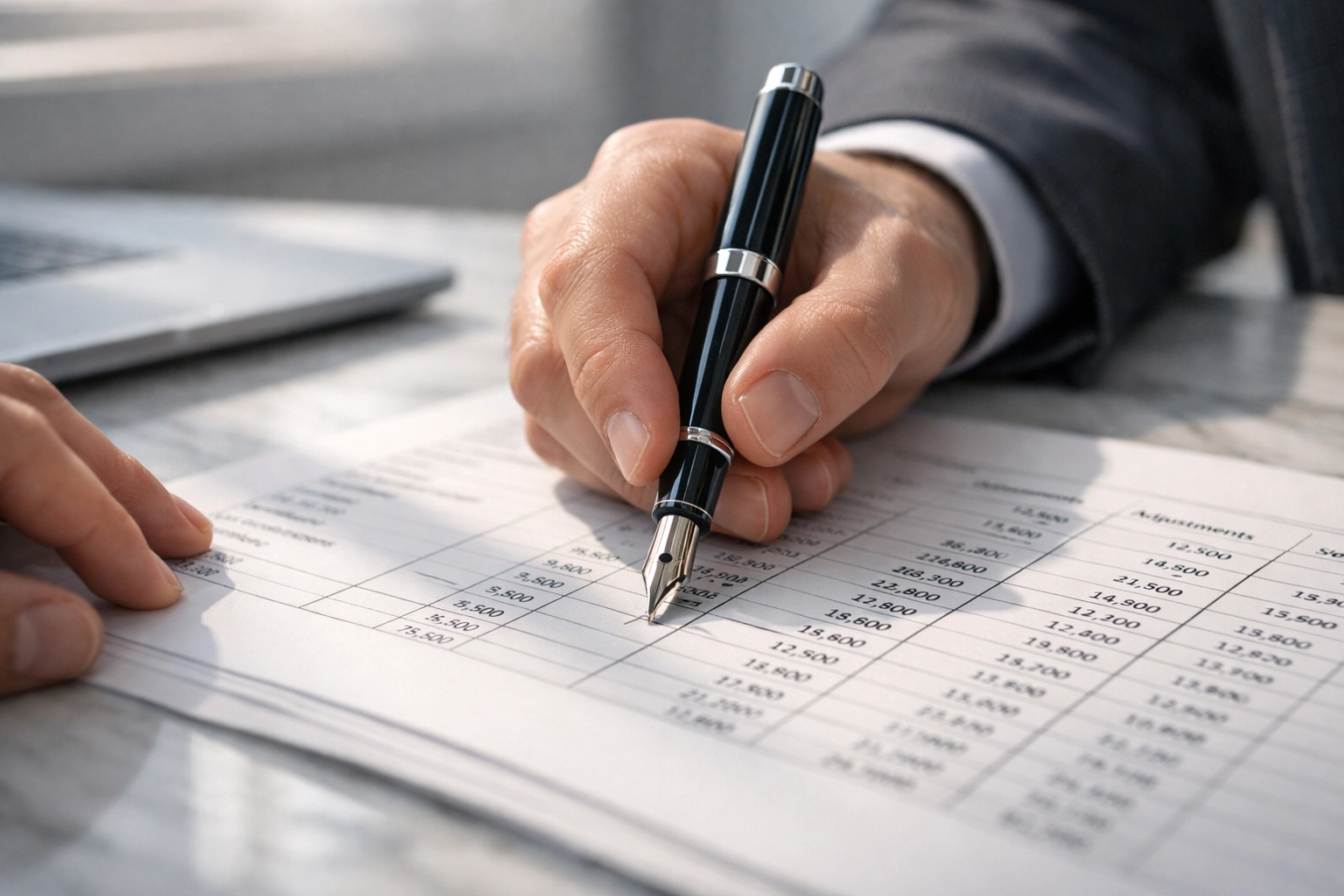 A local business broker near me reviewing financial ledgers to maximize company valuation.