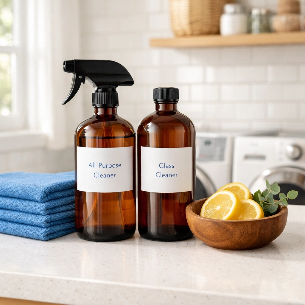 Natural eco-friendly supplies used for residential cleaning Massachusetts in luxury Dover estates.