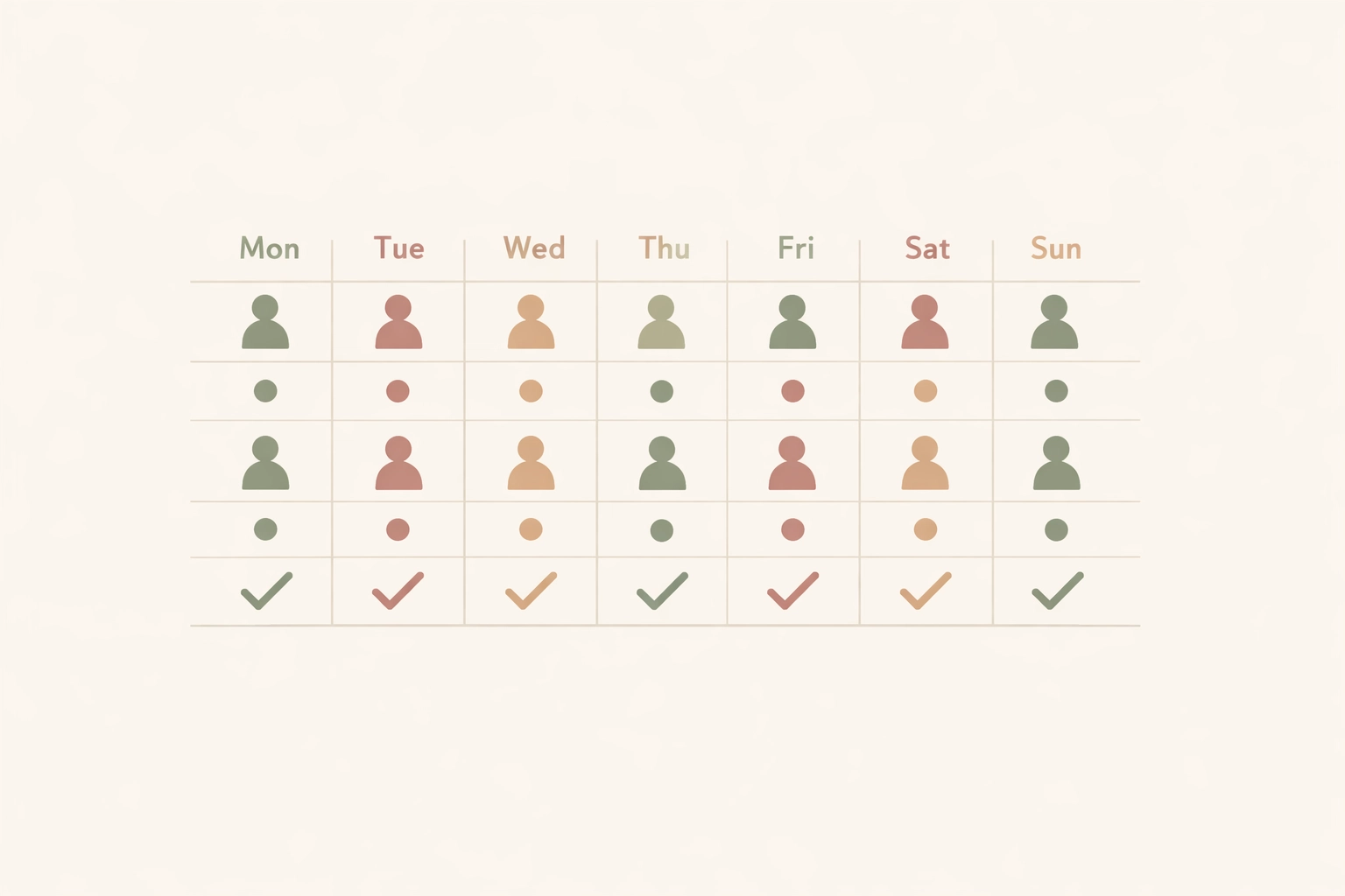 Weekly calendar showing consistent church attendance patterns building lasting community