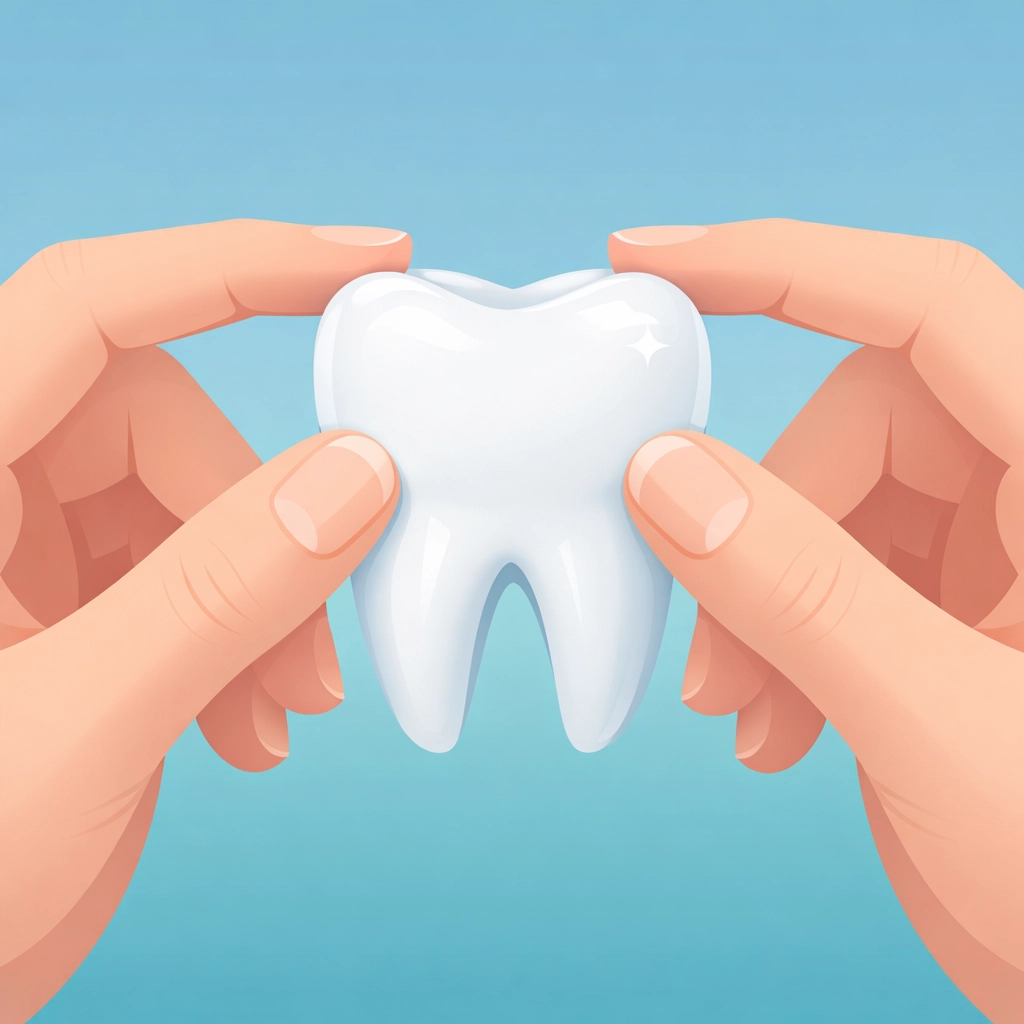 Hands holding knocked-out tooth by crown - proper emergency handling technique in Markham