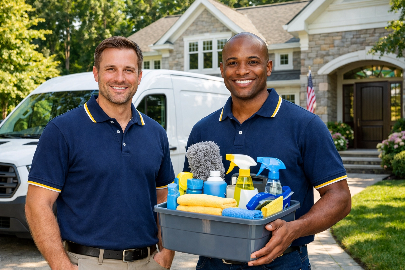 The Cleaning Ninjas Inc team ready for post construction cleaning Franklin at a local residence.