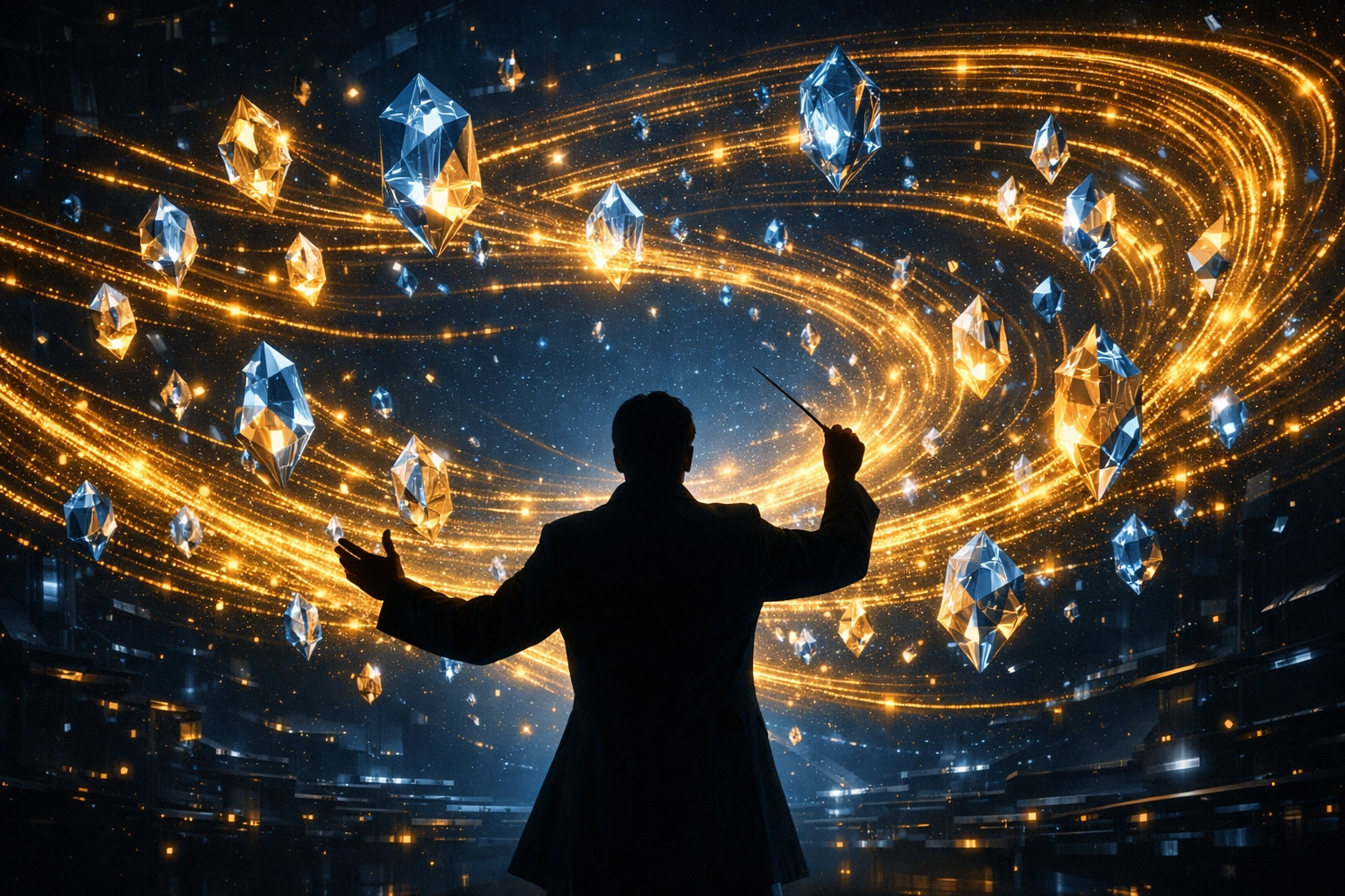 A digital orchestrator coordinating a network of AI agents for small business content marketing and SEO.