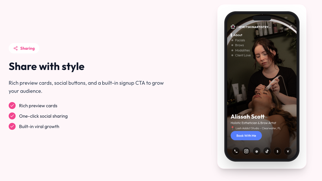 Holistic Esthetician Portfolio Phone Mockup