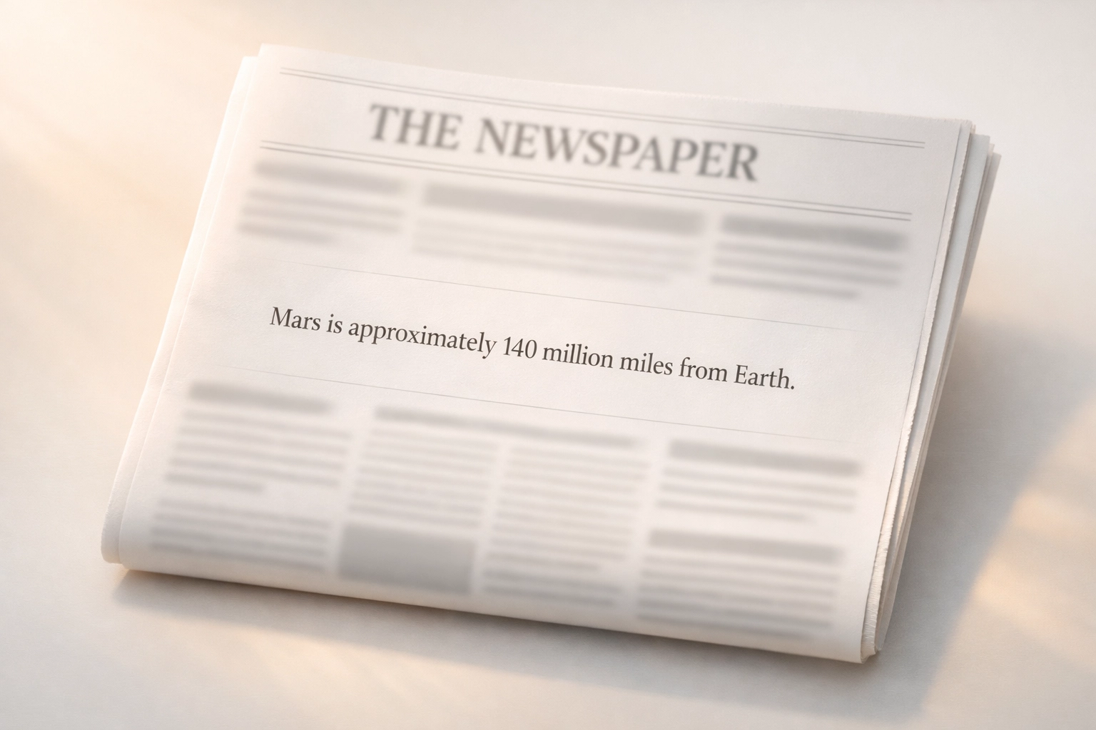 Newspaper with clear factual headline showing how morning news briefs should present facts without fear