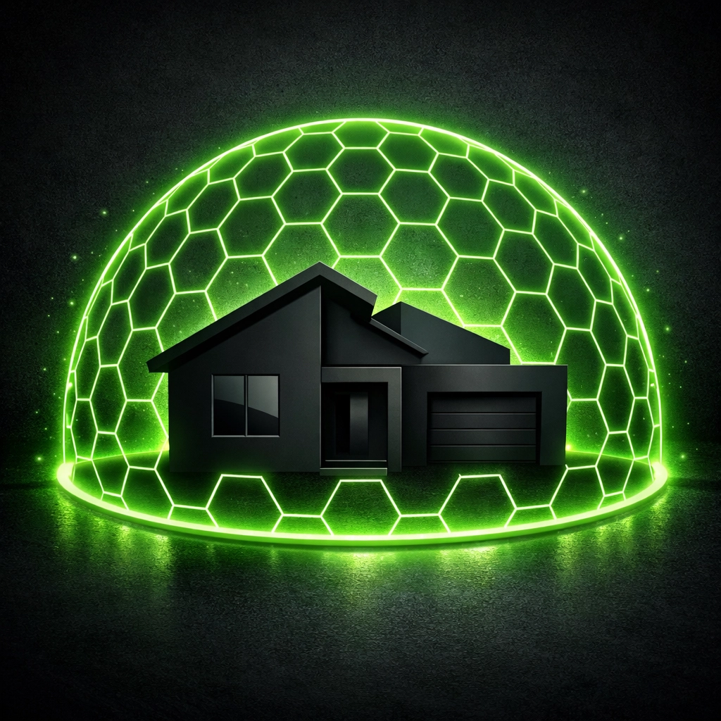 Protected home silhouette illustrating high-quality restoration standards for Jefferson City property owners.