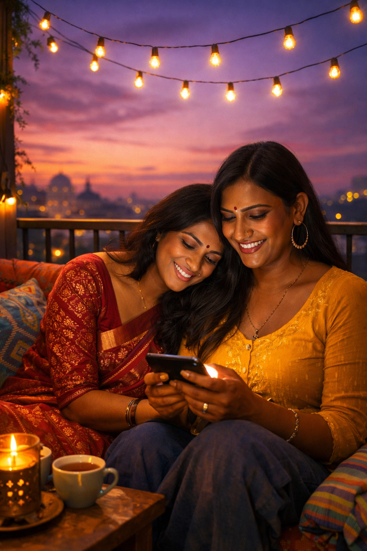 Two trans women in Pakistan sharing a joyful moment, symbolizing community and rights under the 2018 Act.
