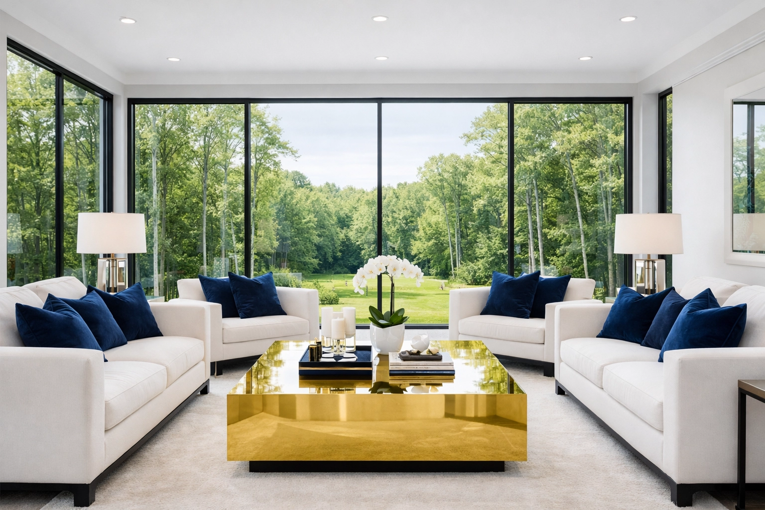 Immaculate luxury living room in Dover with spotless surfaces from a professional residential cleaning Massachusetts service.