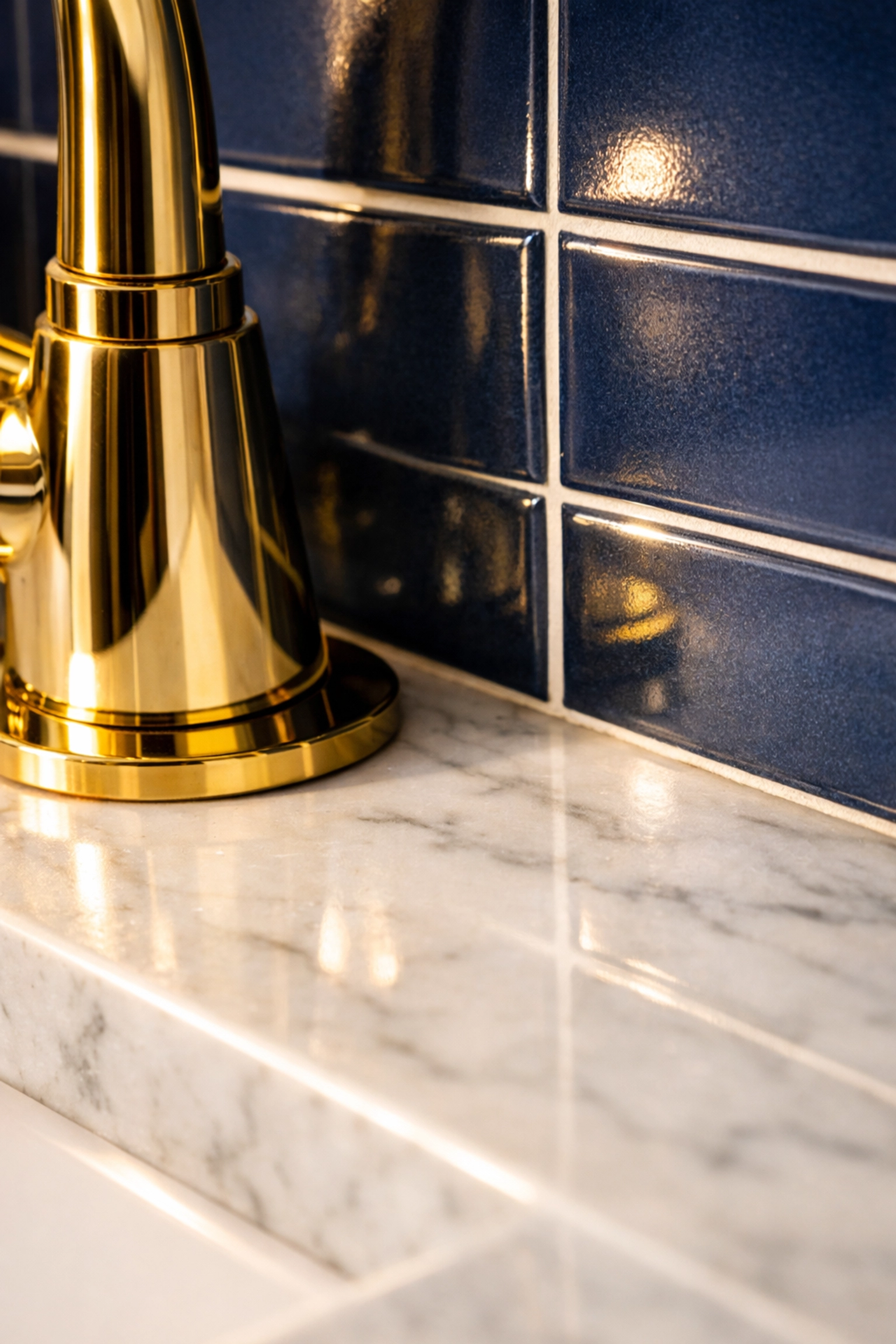 Meticulous bathroom cleaning in Andover focusing on spot-free fixtures and luxury marble surfaces.