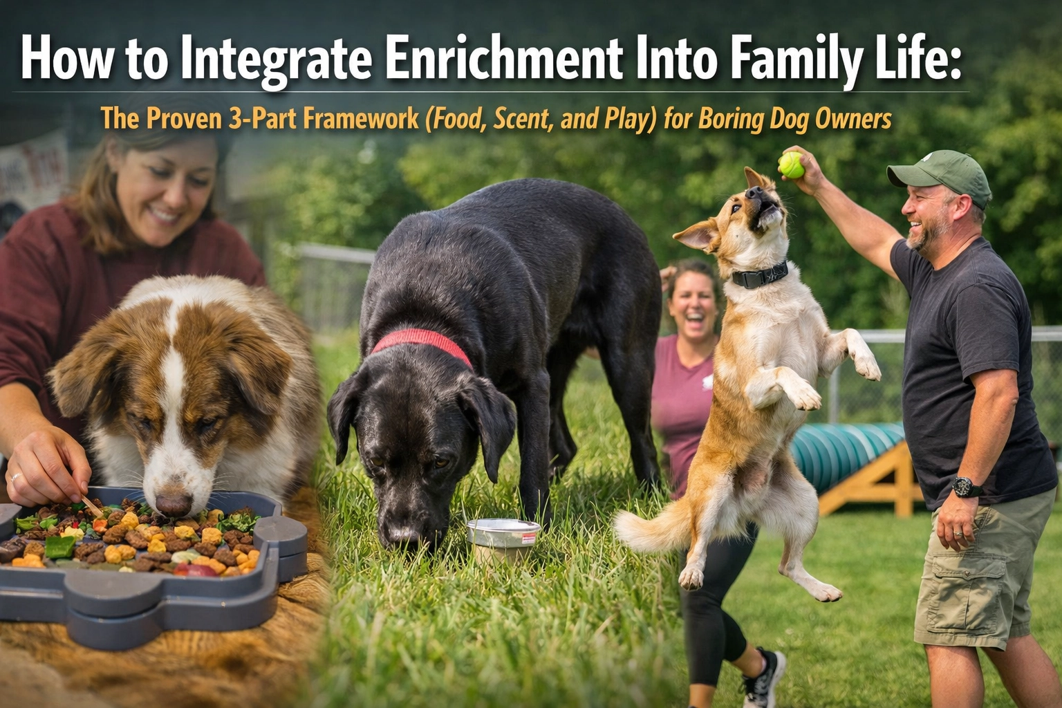 [HERO] How to Integrate Enrichment Into Family Life: The Proven 3-Part Framework (Food, Scent, and Play) for Boring Dog Owners