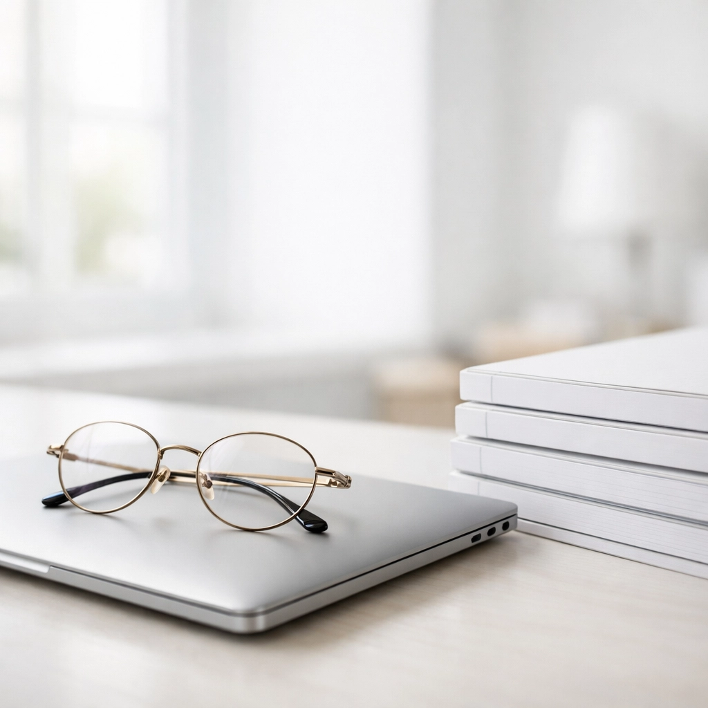 Professional workspace with laptop and journals for 2026 tax law research and ERO development.