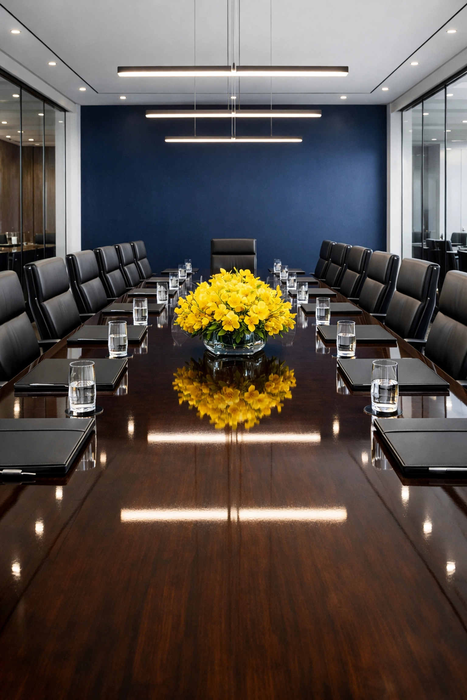 Pristine executive conference room with dust-free table, perfect for commercial cleaning impressions in Leominster.