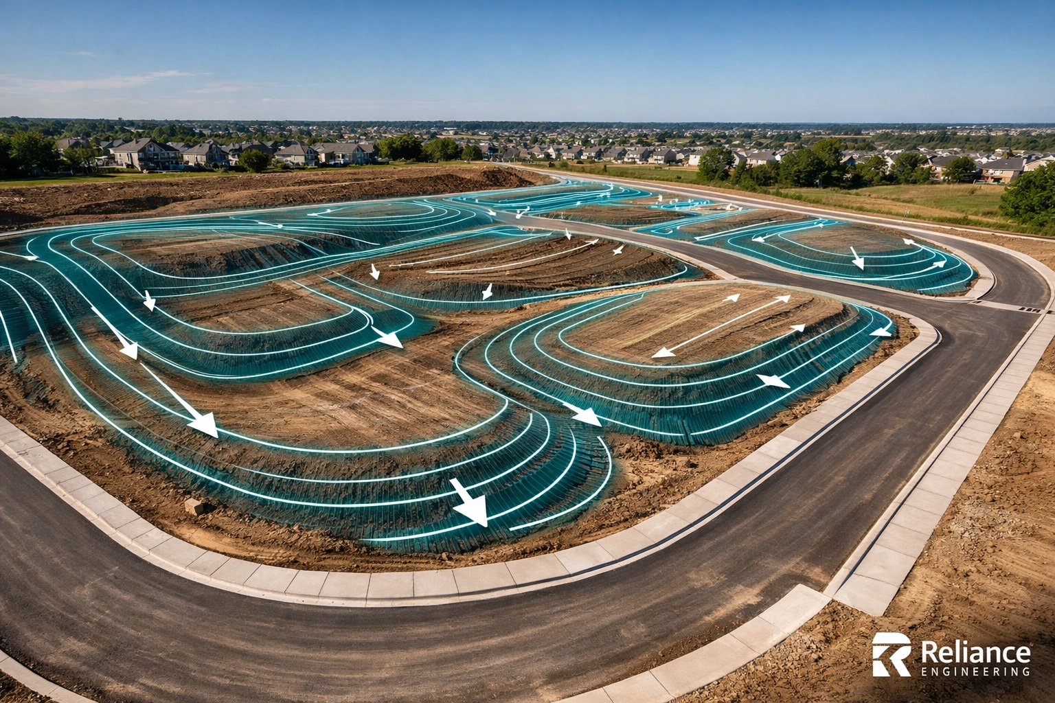 Professional lot grading and drainage plan for an Ontario residential development project.
