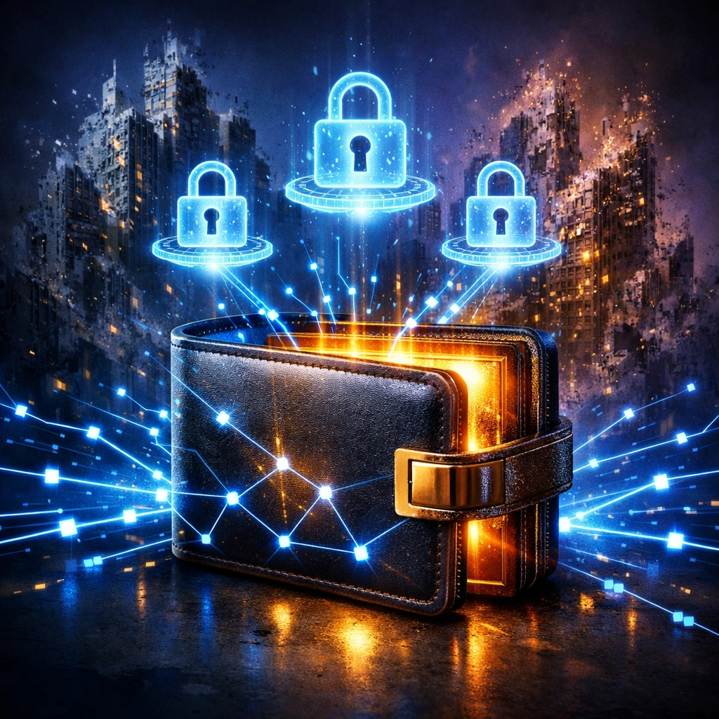 Self-custody crypto wallet with blockchain connections for instant merchant payments