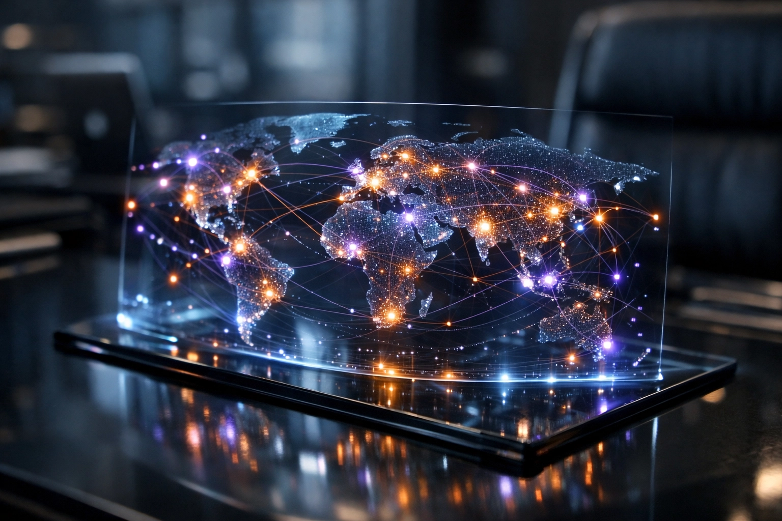 A global digital map illustrating a wide network of SD-WAN for business and IT solution providers.