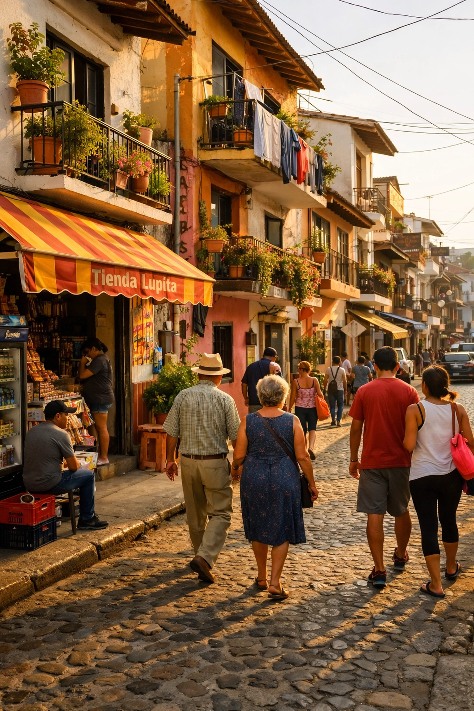 Colorful street scene in Zona Romántica Puerto Vallarta neighborhood