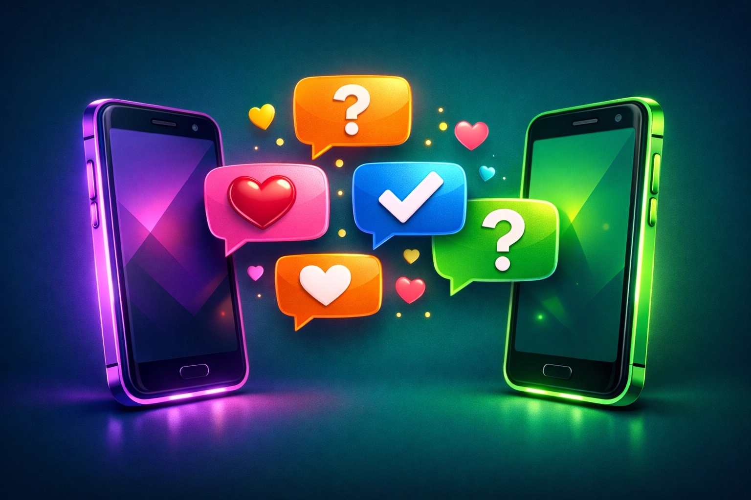 Two smartphones exchanging messages about consent and boundaries before a dating app hookup
