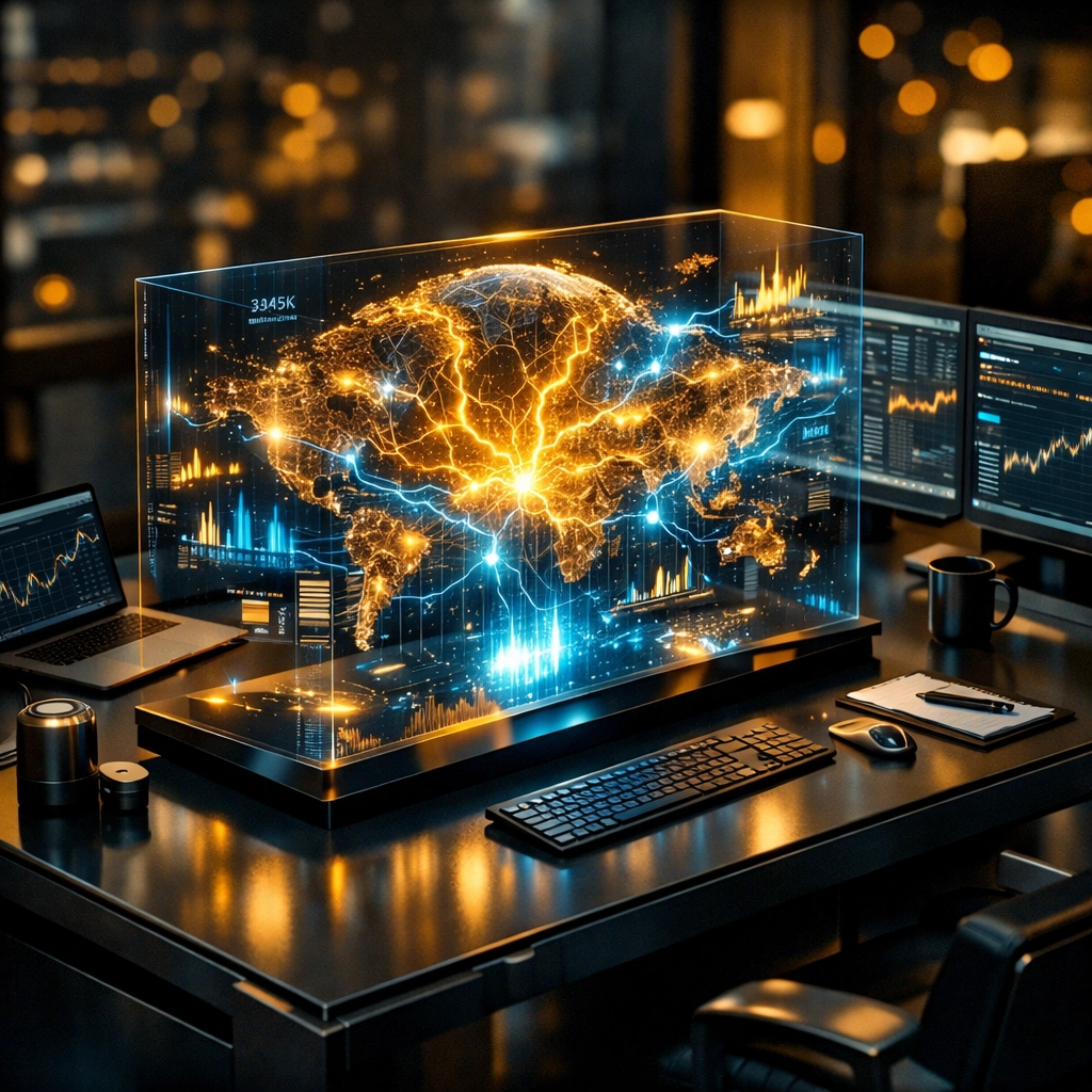 Advanced Larecoin merchant command center visualizing AI-powered global Web3 transaction data.