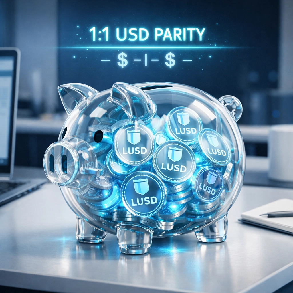 LUSD stablecoin maintaining 1:1 USD parity for merchant payment stability without centralized control