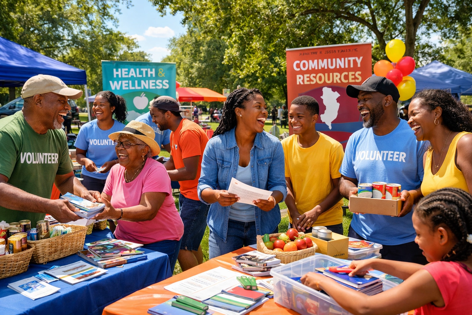 NJ community volunteers and Black families unite at an outdoor event to build hope and support local social services.