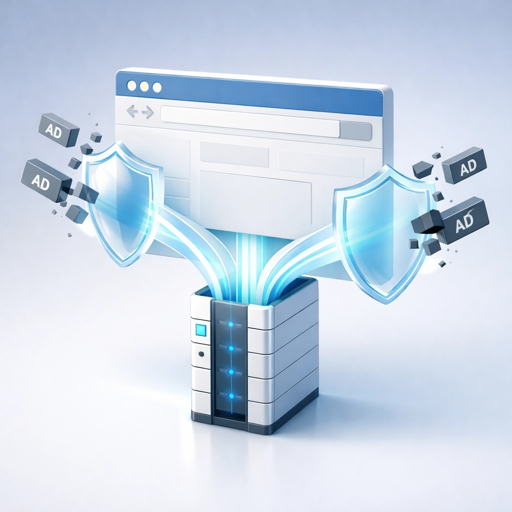 Server-side tagging protecting website data flow from ad blockers and tracking prevention