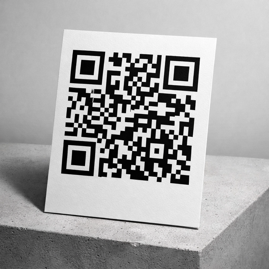 Professional marketing flyer featuring a prominent QR code to track customer engagement in a local campaign.
