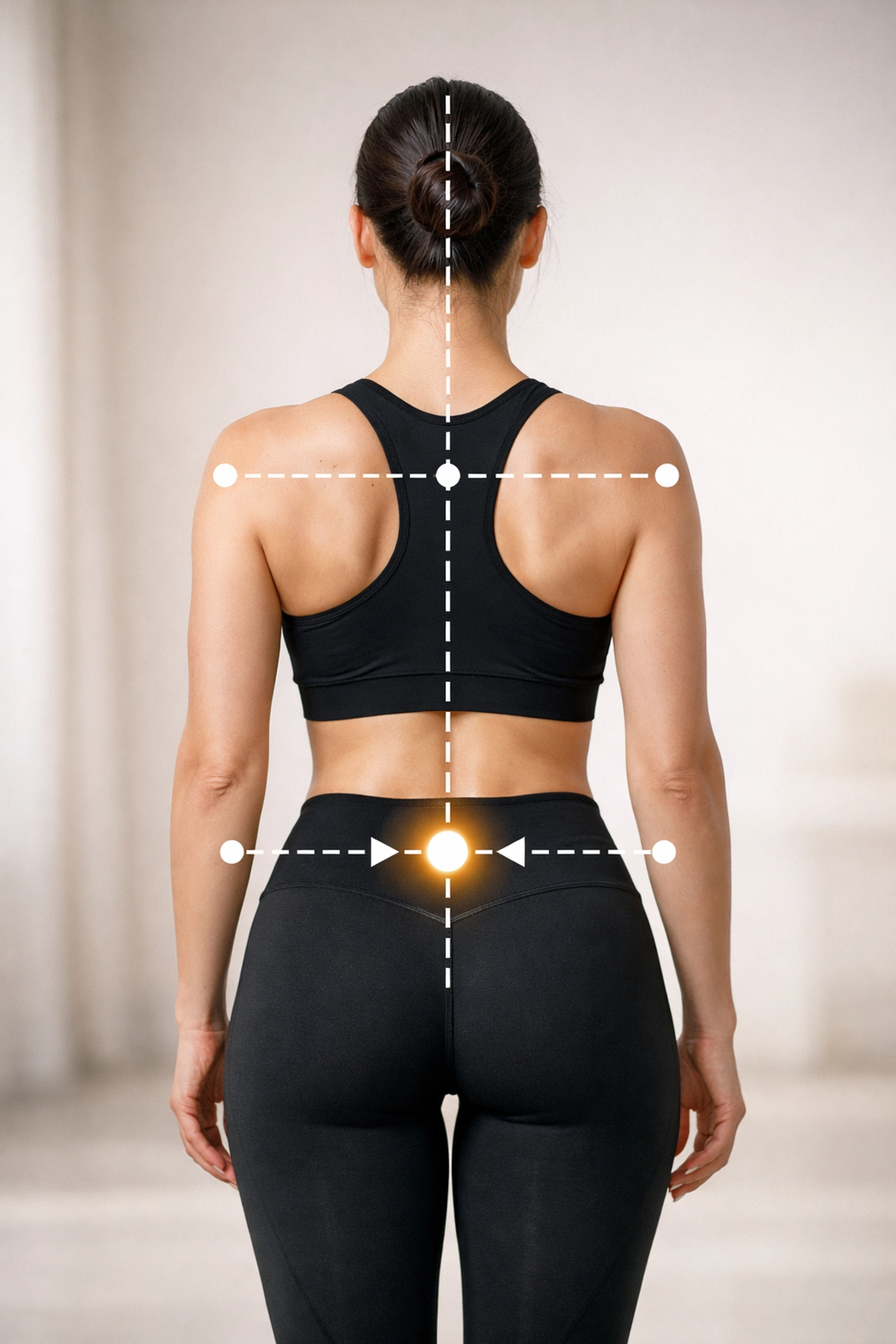 Person with balanced spinal alignment and posture for long-term sciatica relief.