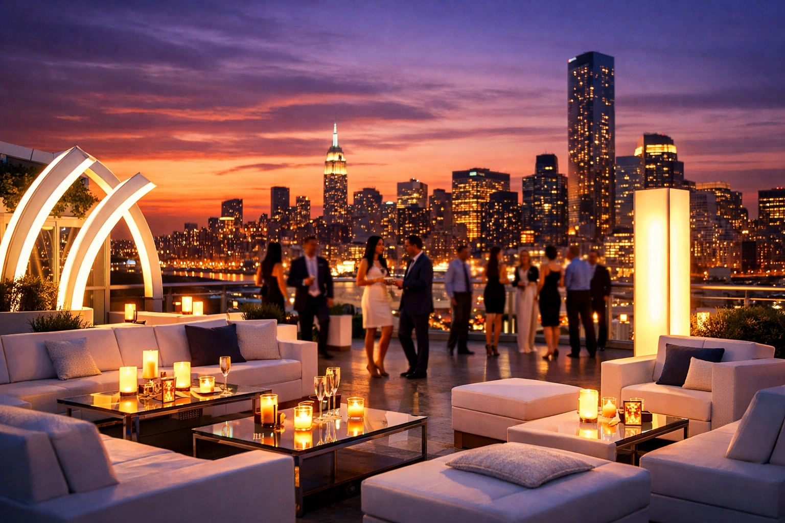 PRESS RELEASE: 7 Mistakes You’re Making with Super Bowl Corporate Hospitality (and How to Fix Them Before Kickoff) High-end rooftop brand activation event with city skyline views during Super Bowl weekend.