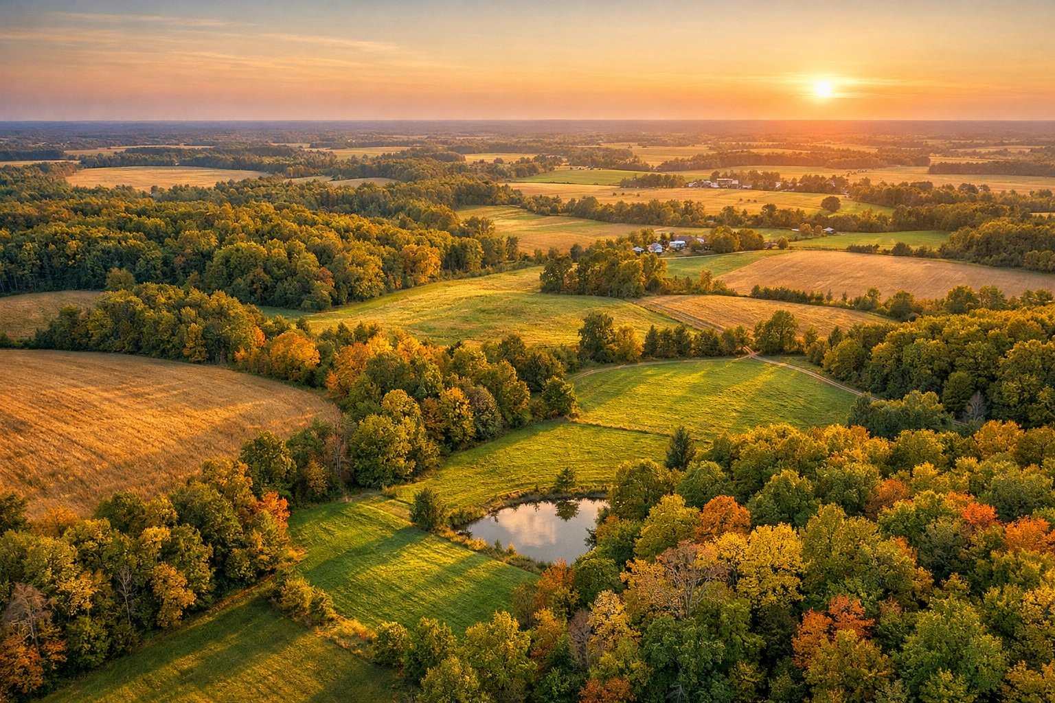 Rural Indiana inherited land with wooded areas and open fields