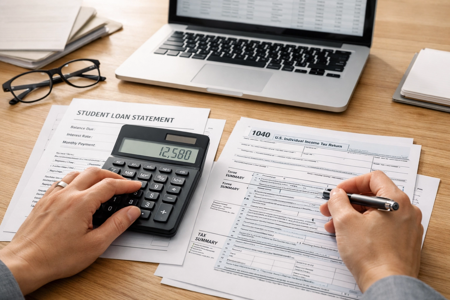 Calculating student loan interest deduction using calculator and tax forms