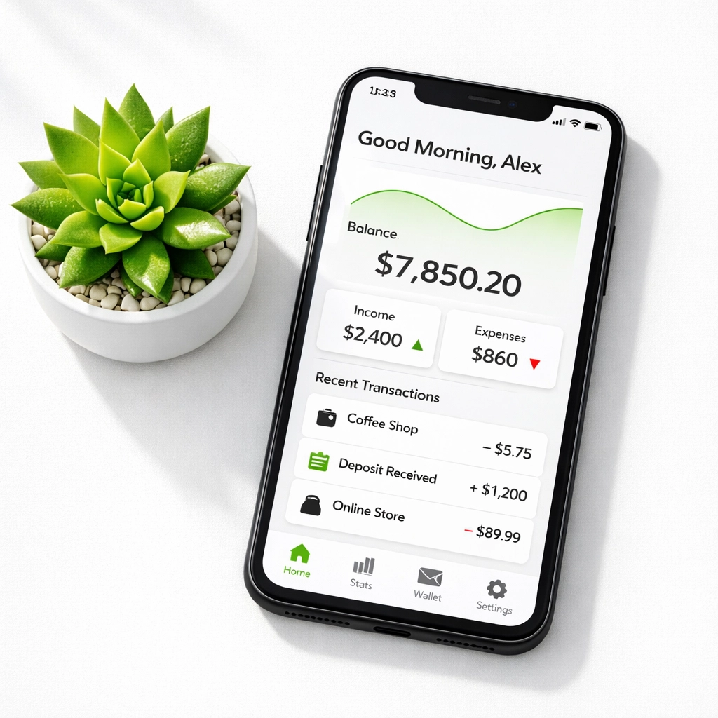 Professional gym app interface on a smartphone helping to set up online booking system.