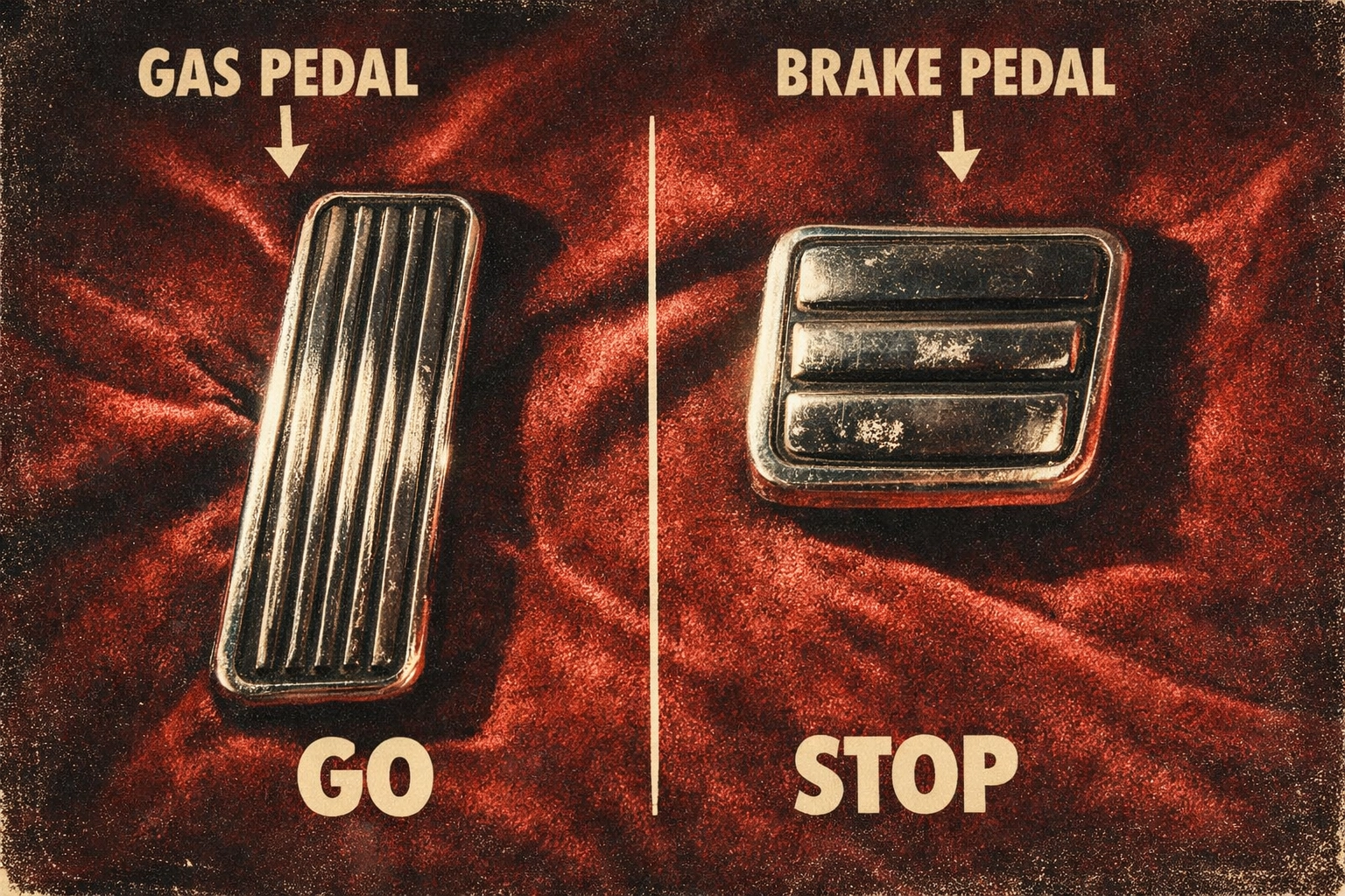Gas and brake pedals illustrating dual control model of sexual response