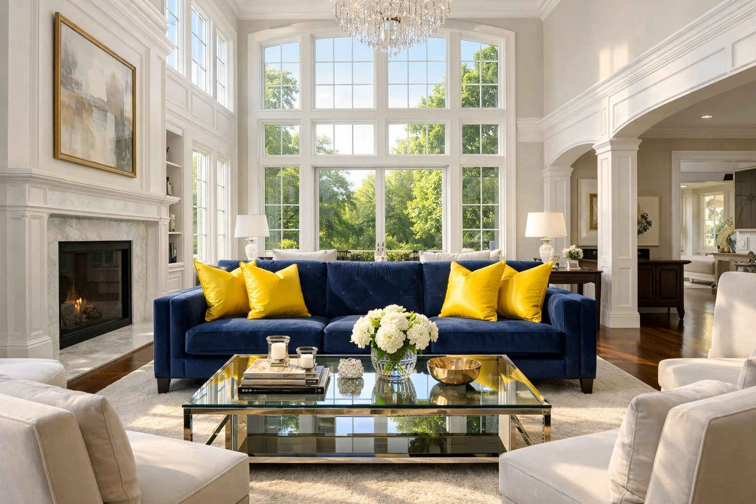 A pristine, dust-free luxury living room in Southborough after a thorough professional deep cleaning.