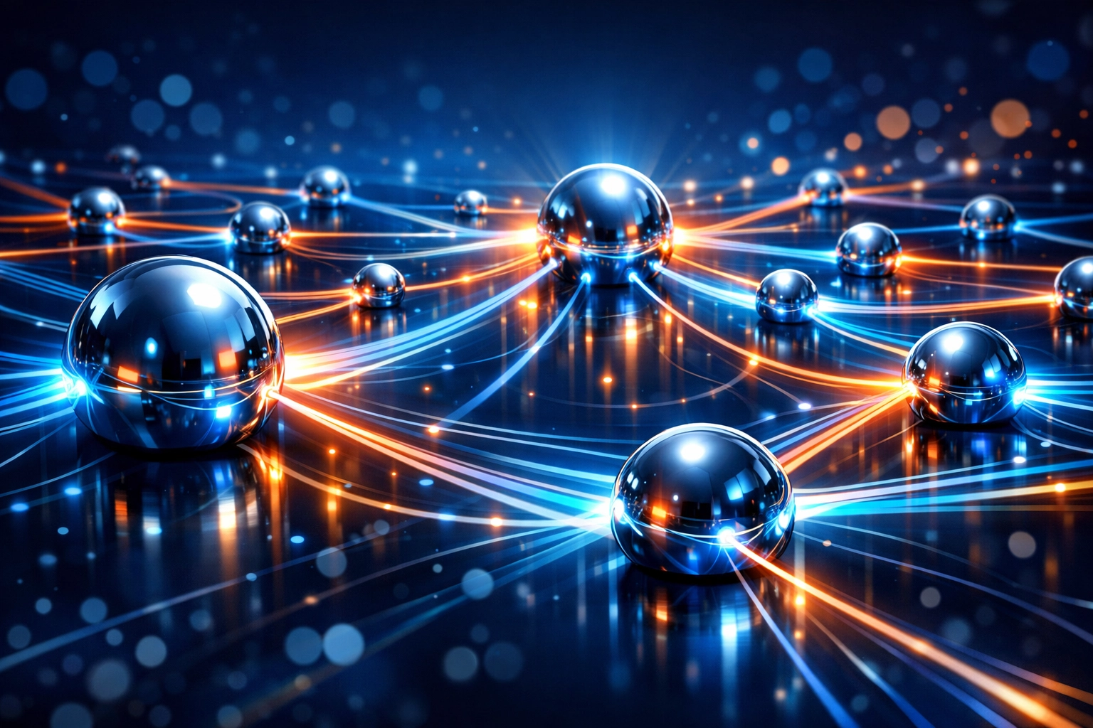 Connected workflow automation ecosystem showing integrated AI nodes and synchronized business processes.