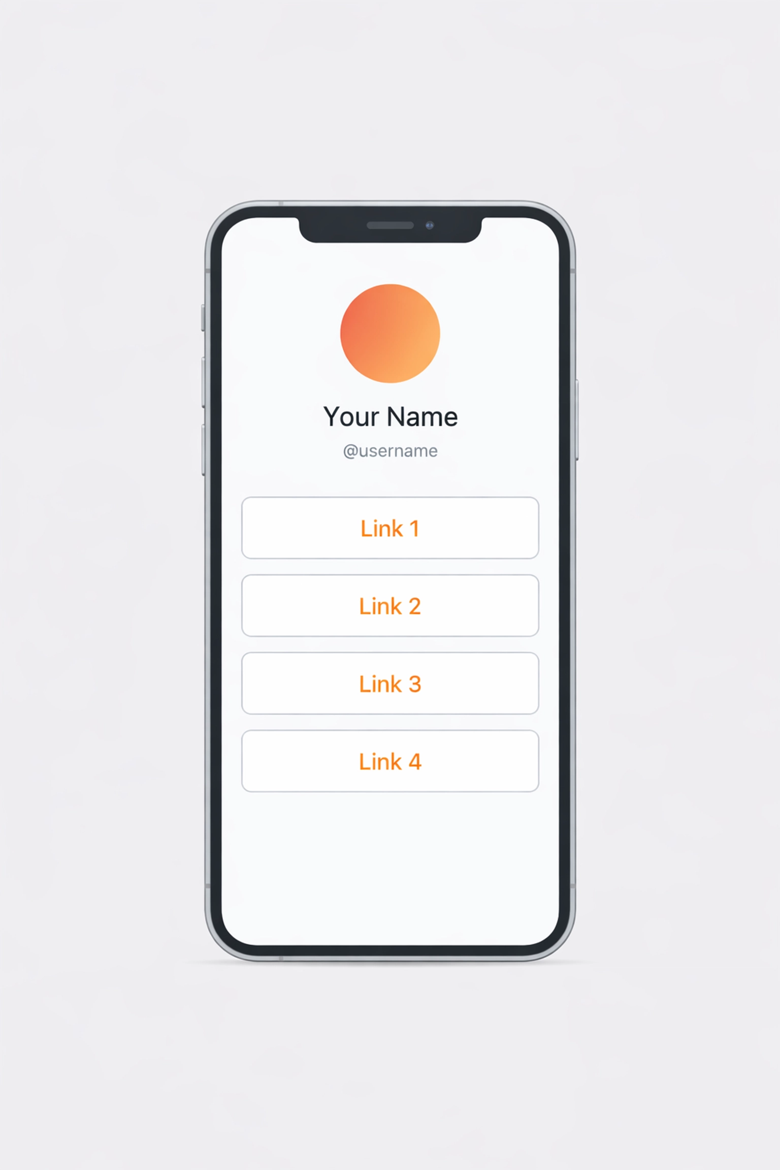Mobile view of a custom domain link in bio tool featuring interactive digital link modules.