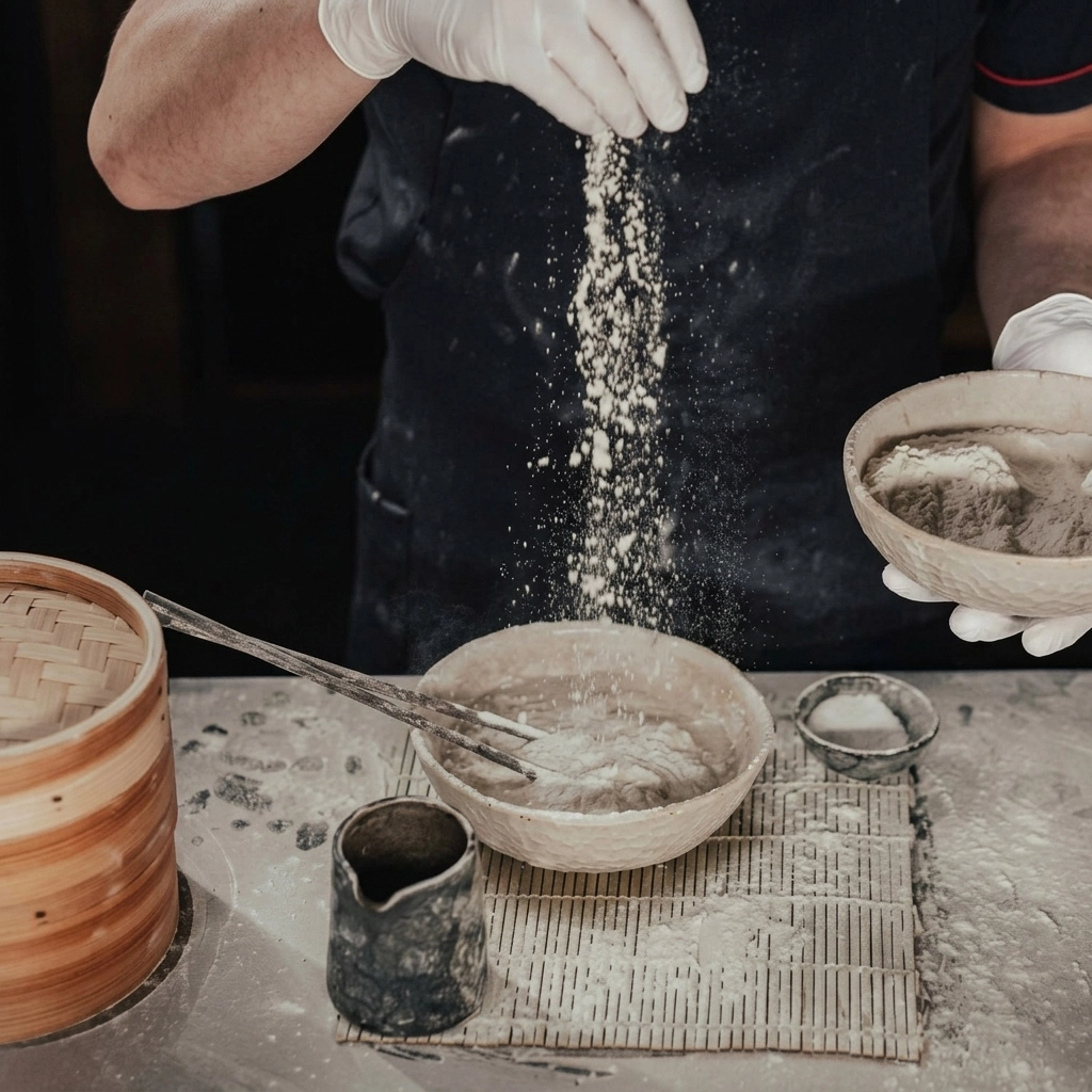 Close-up of a well-used wooden spoon and rolling pin, highlighting the porous nature of wood that can trap gluten.