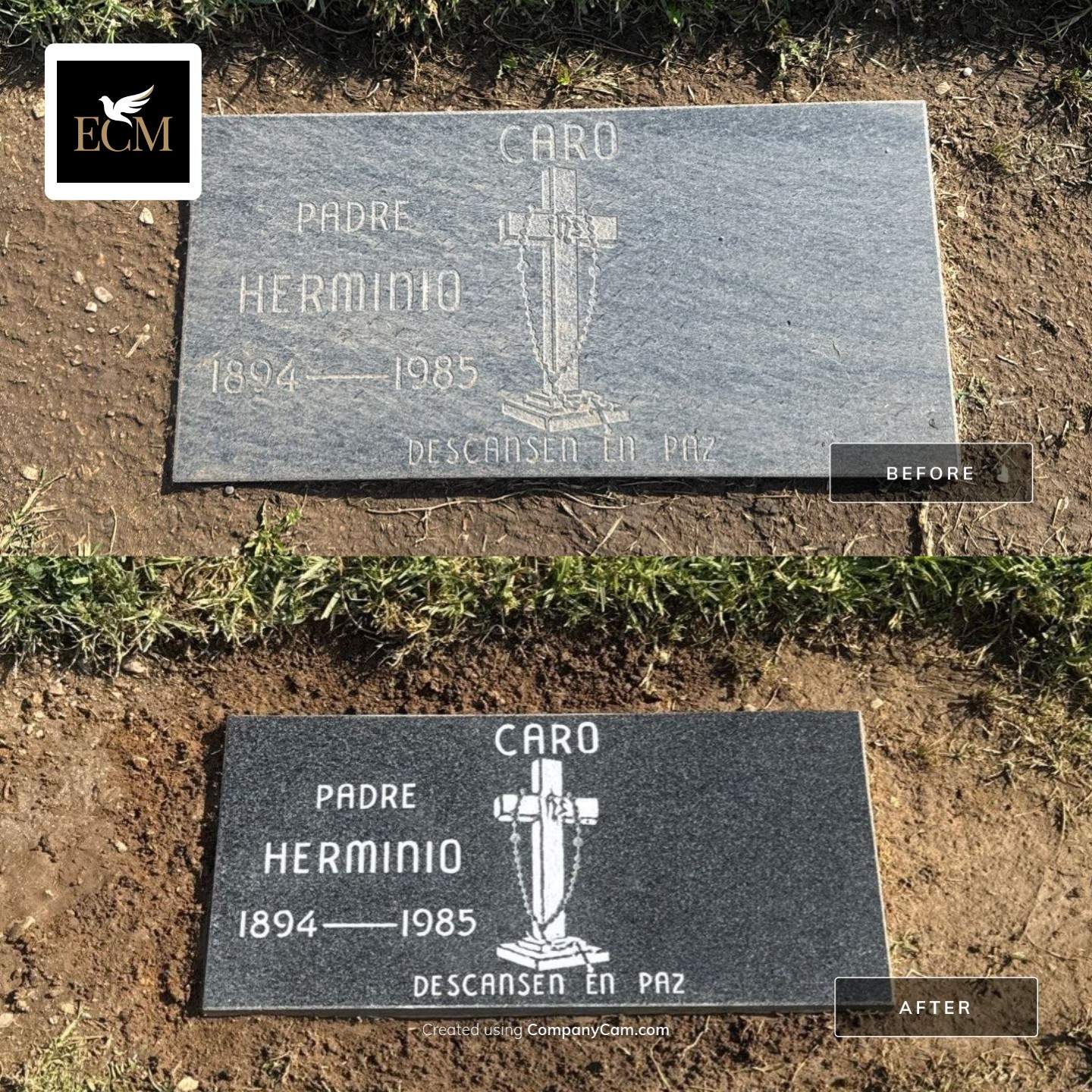 Before and After Granite Headstone Restoration