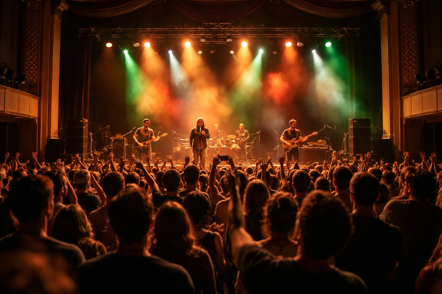 Reggae concert at Scottish Rite Auditorium in Collingswood NJ with lively audience enjoying live music