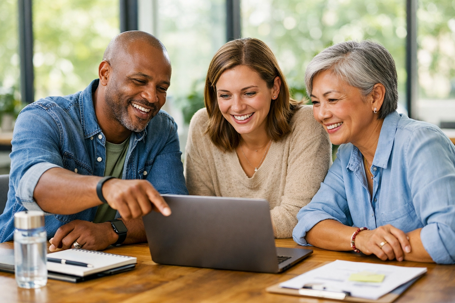 Non-profit team collaborating on AI literacy and identifying strategic software use cases.