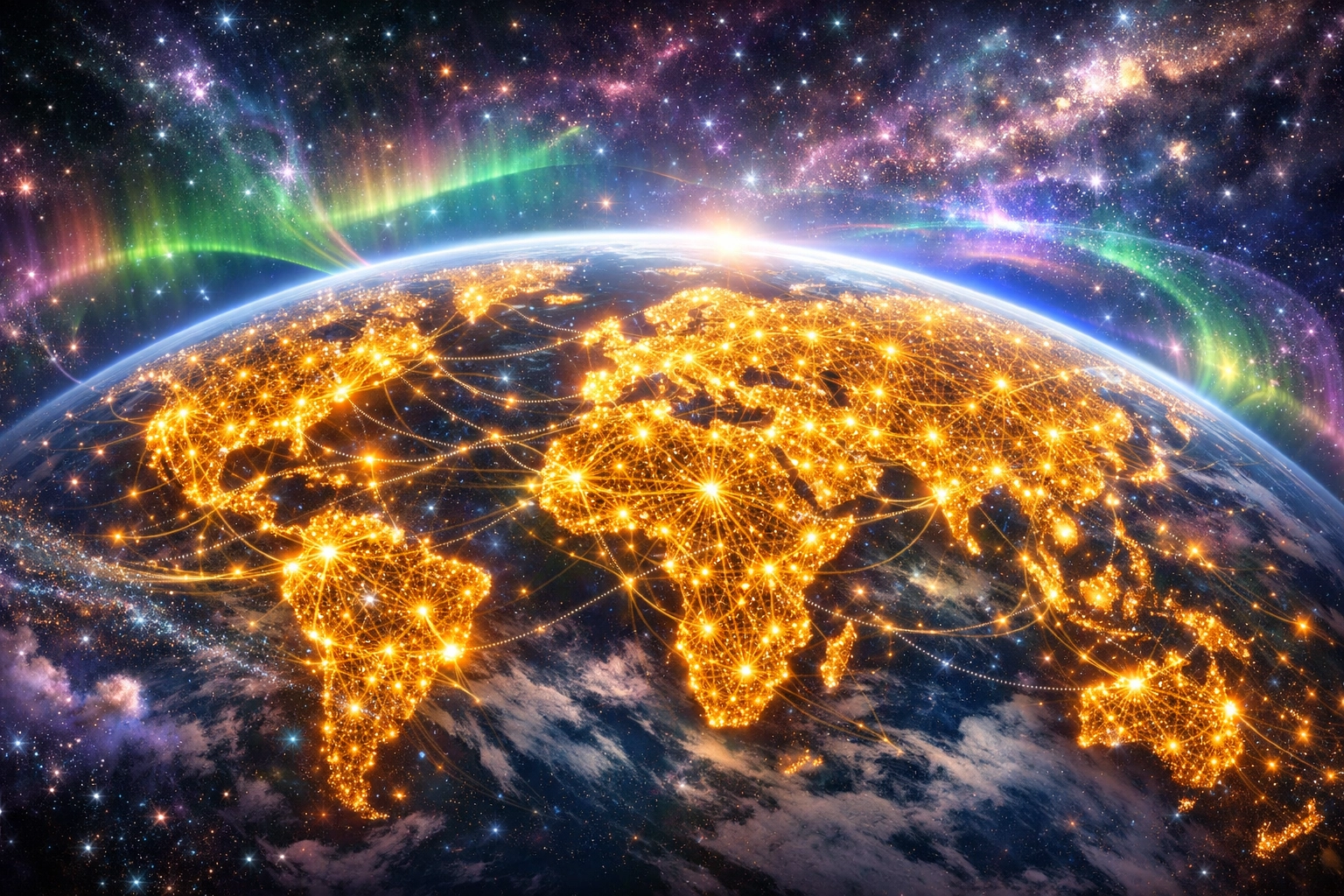 Interconnected neural pathways over Earth representing a global shift in emotional regulation.