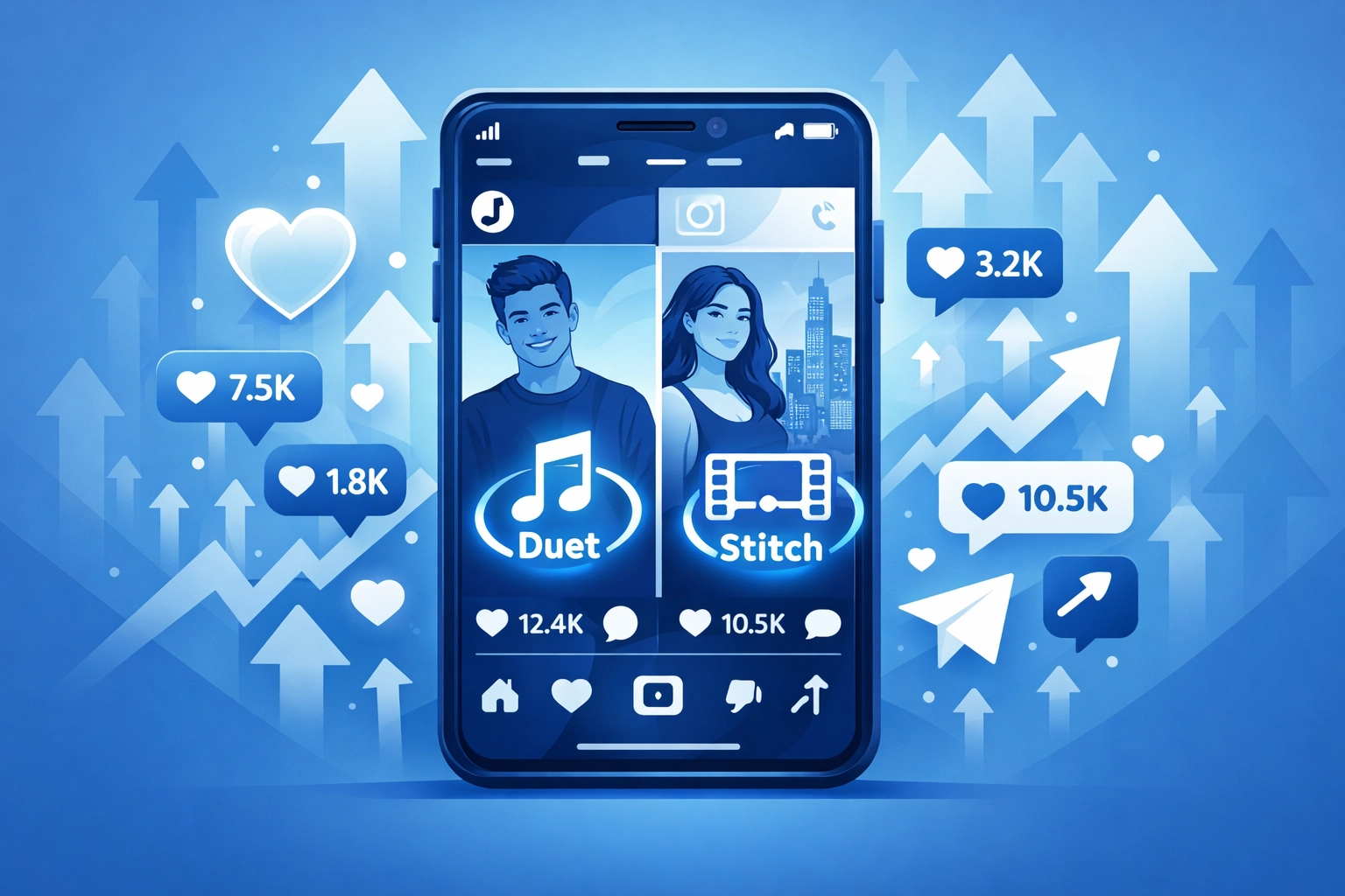 Social media engagement using TikTok and Instagram duet features for free digital marketing reach
